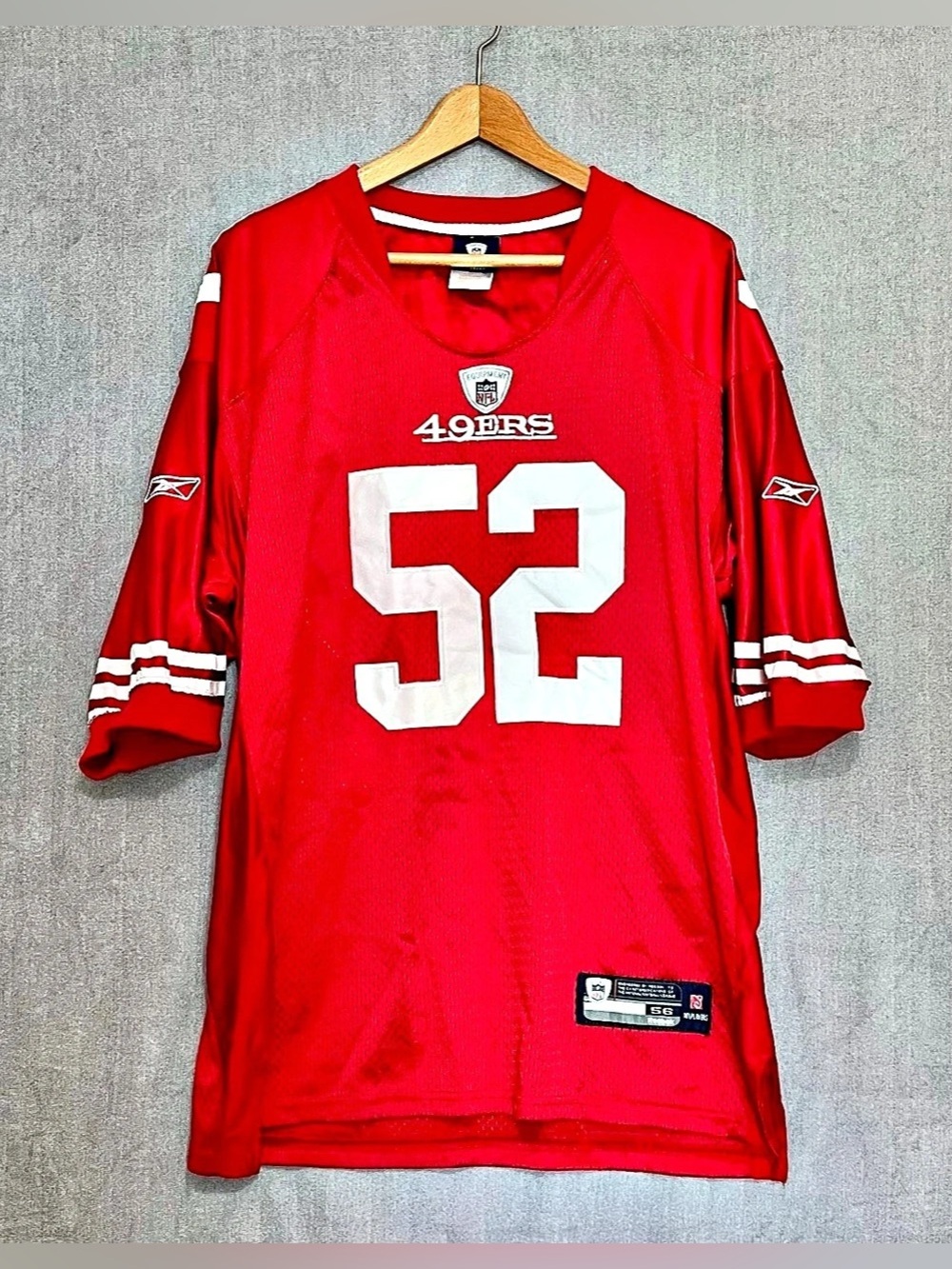 Vintage Reebok NFL San Francisco 49ers Patrick Willis #52 Red Jersey Size 56